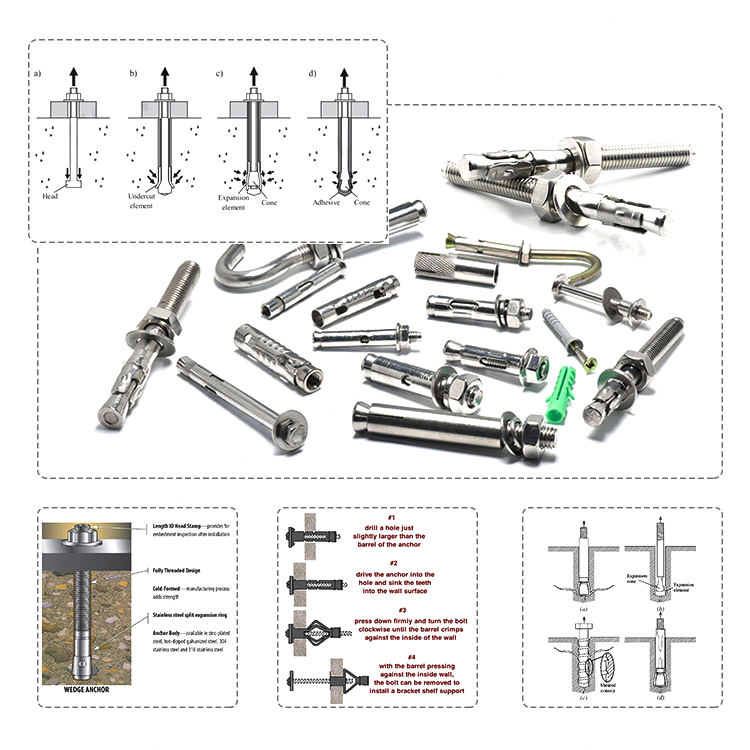 Kohlenstoffstahl SS A2 A4 Nylon-Drop-In-Anker Chemische Anker Hülsenanker 