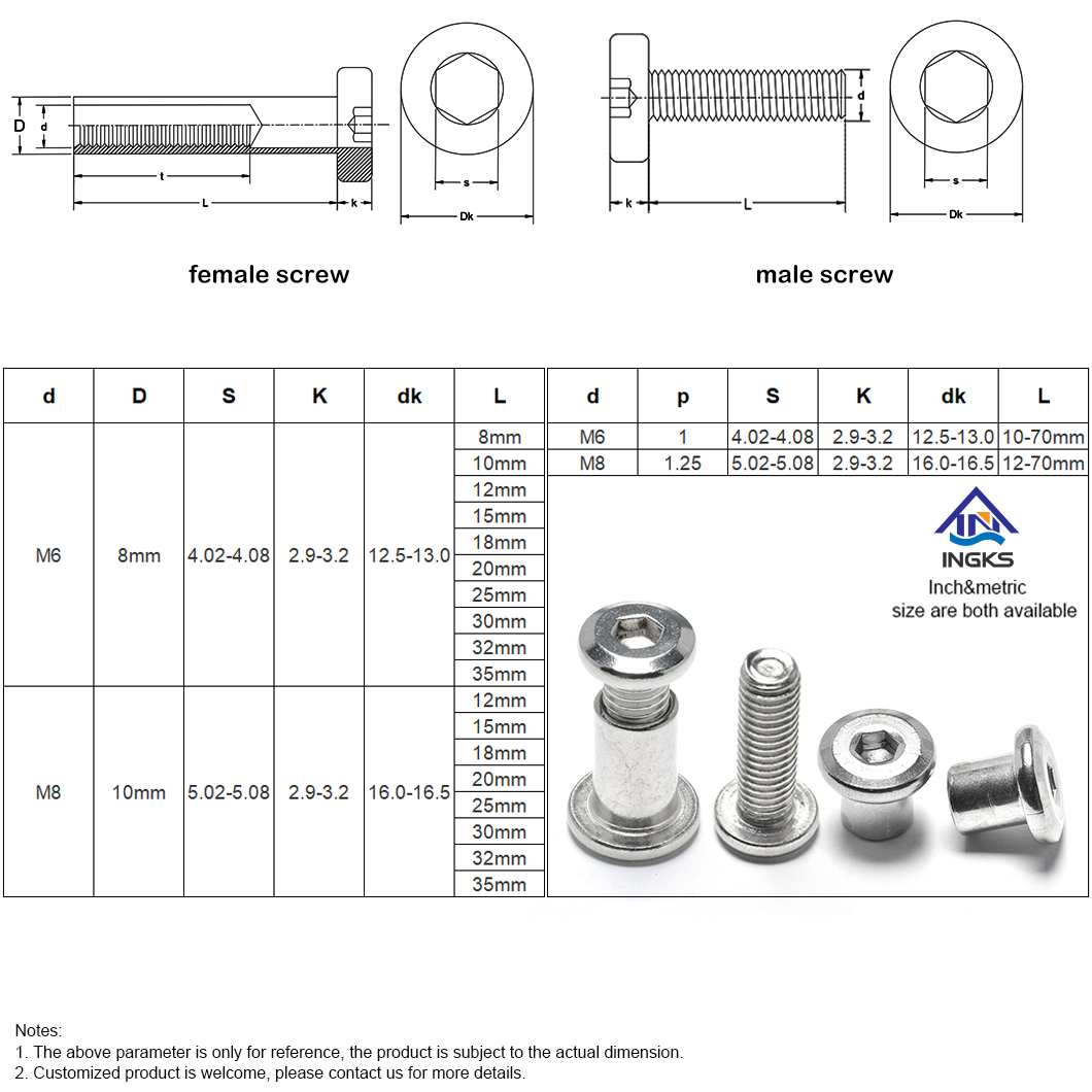 Innensechskantschraube mit abgeschrägtem Flachkopf + Innensechskantschraube mit abgeschrägtem Flachkopf-6A-6S1