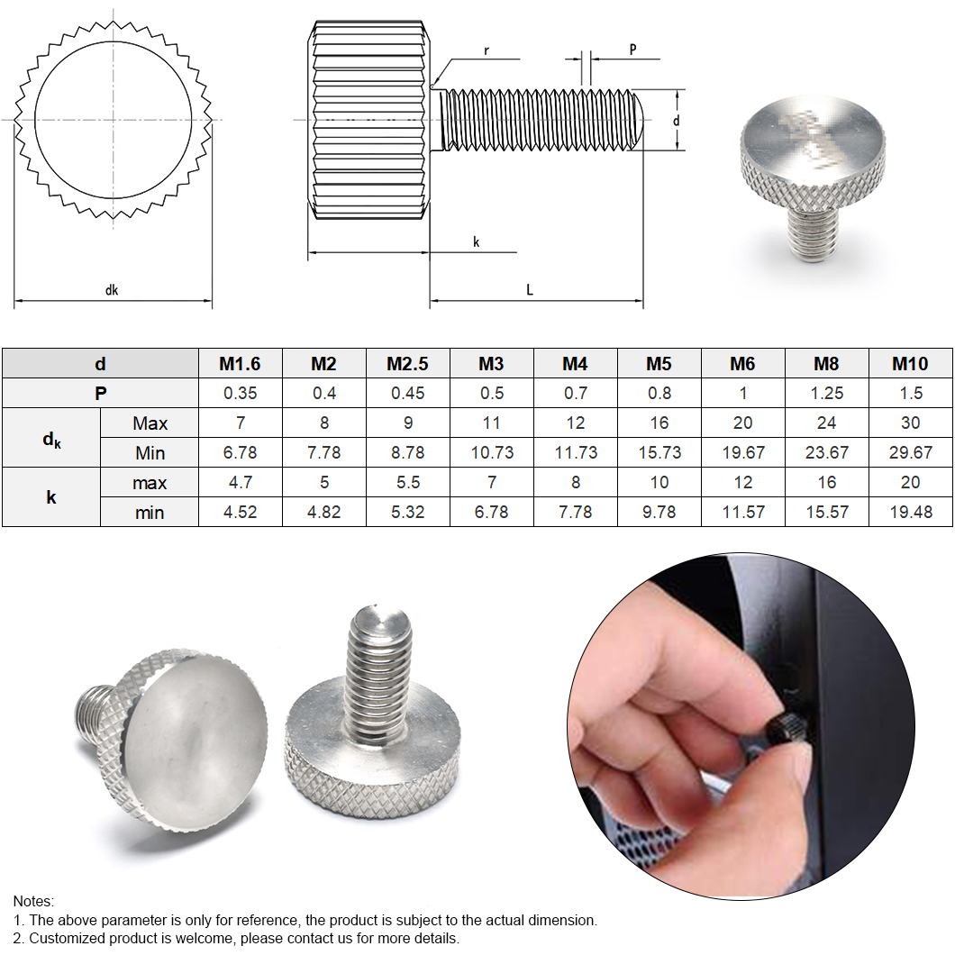 INGKS SS304 Diamant-Rändelschraube mit Käsekopf (1)